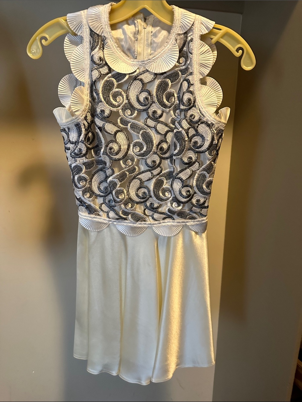 Girls White Dress with Silver Embroidered Bodice